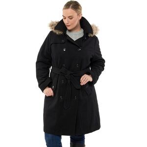 Alpine Swiss Womens Parka Trench Pea Coat Belt Jacket Fur Hood Reg & Plus Sizes